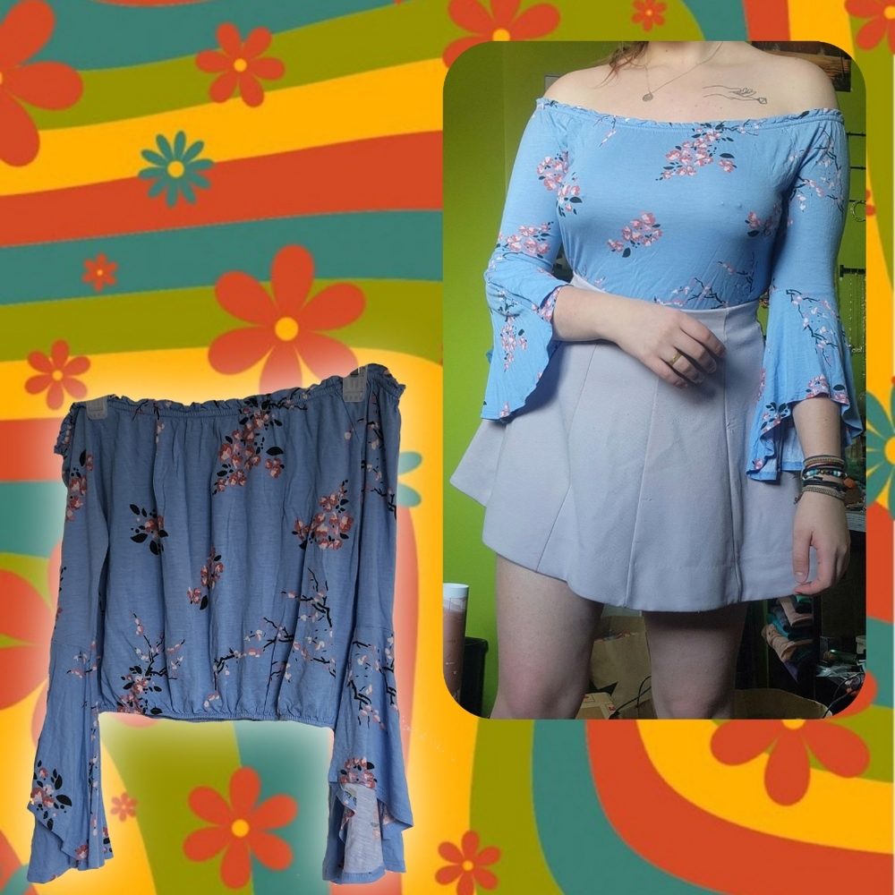Cherry Blossom Bell Sleeve Top